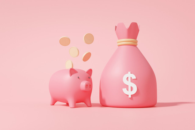 ピンクの豚の貯金箱